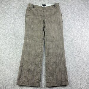 Vintage Banana Republic Pants Womens 4 Wool Brown Plaid Wide Leg Trousers Lined